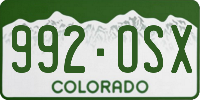 CO license plate 992OSX