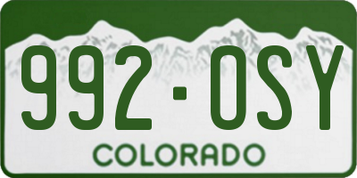 CO license plate 992OSY