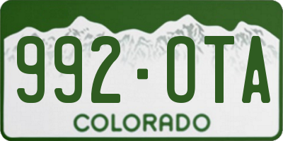 CO license plate 992OTA
