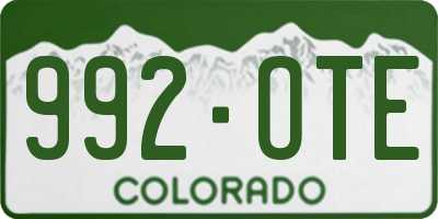 CO license plate 992OTE
