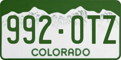 CO license plate 992OTZ