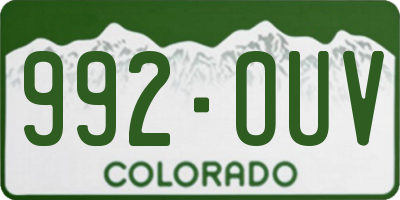 CO license plate 992OUV