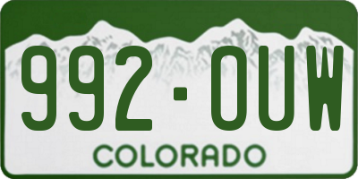 CO license plate 992OUW
