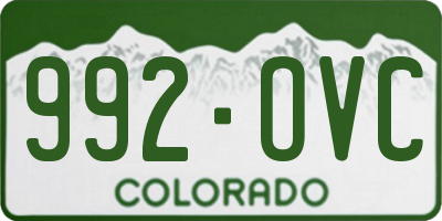 CO license plate 992OVC