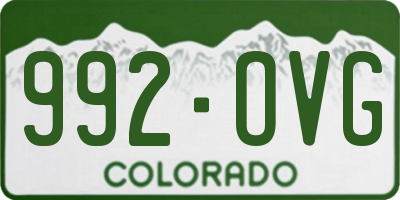CO license plate 992OVG