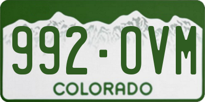 CO license plate 992OVM
