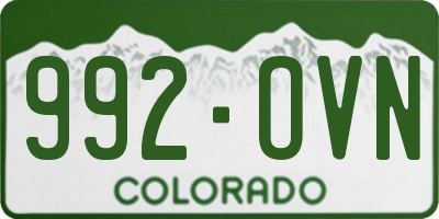 CO license plate 992OVN