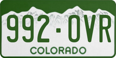 CO license plate 992OVR