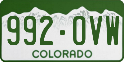 CO license plate 992OVW