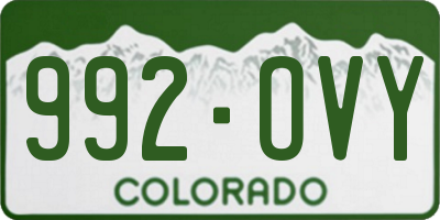 CO license plate 992OVY