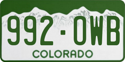CO license plate 992OWB