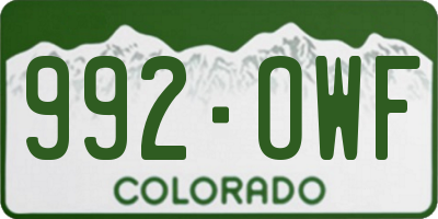 CO license plate 992OWF