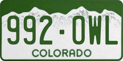 CO license plate 992OWL