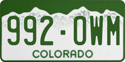 CO license plate 992OWM