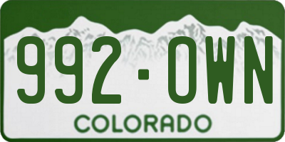 CO license plate 992OWN