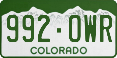 CO license plate 992OWR