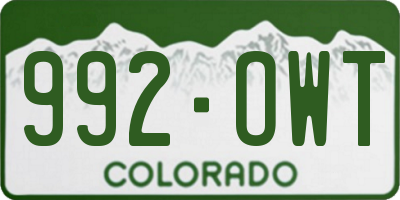 CO license plate 992OWT