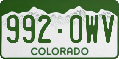 CO license plate 992OWV