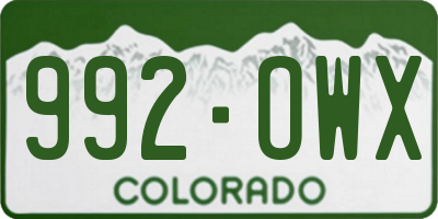 CO license plate 992OWX