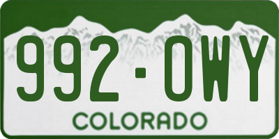 CO license plate 992OWY