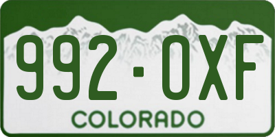 CO license plate 992OXF