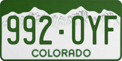 CO license plate 992OYF