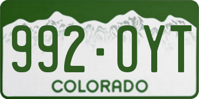 CO license plate 992OYT