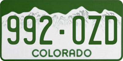 CO license plate 992OZD