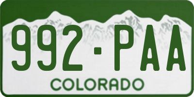 CO license plate 992PAA