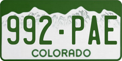 CO license plate 992PAE