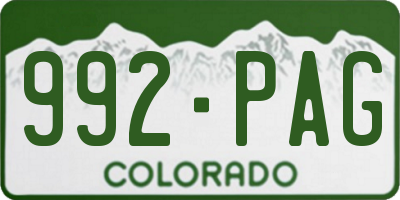 CO license plate 992PAG