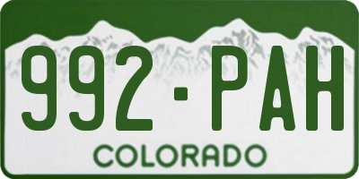 CO license plate 992PAH
