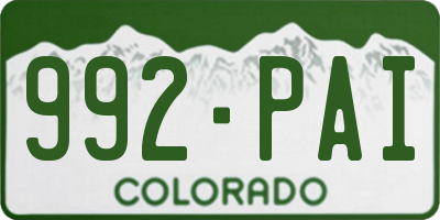 CO license plate 992PAI