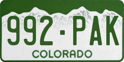 CO license plate 992PAK