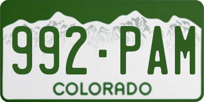 CO license plate 992PAM