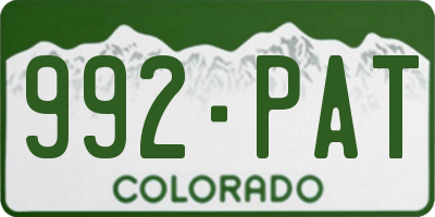 CO license plate 992PAT