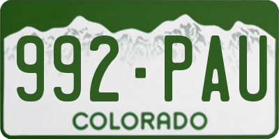 CO license plate 992PAU