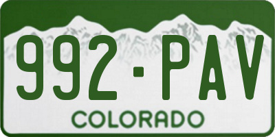CO license plate 992PAV