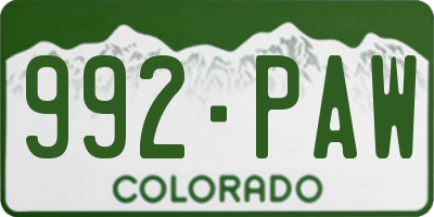CO license plate 992PAW