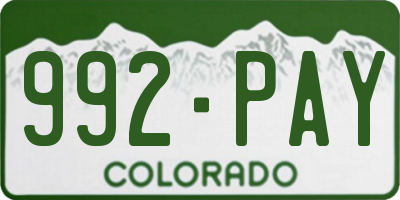 CO license plate 992PAY