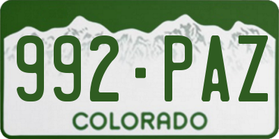 CO license plate 992PAZ