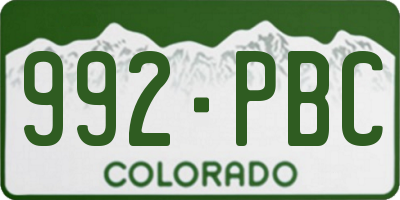 CO license plate 992PBC