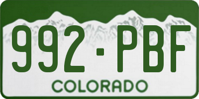CO license plate 992PBF