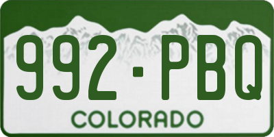 CO license plate 992PBQ