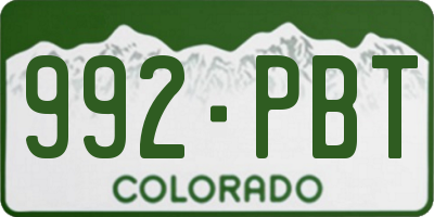 CO license plate 992PBT