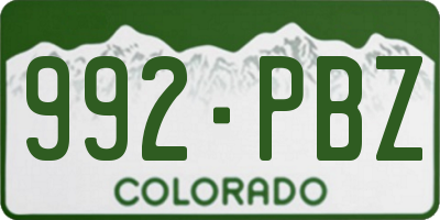 CO license plate 992PBZ
