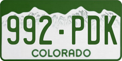 CO license plate 992PDK