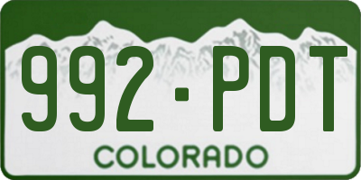 CO license plate 992PDT