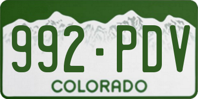 CO license plate 992PDV