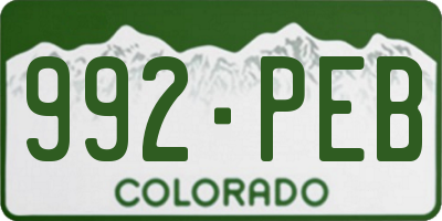 CO license plate 992PEB